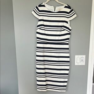 J. Crew- Classic Striped Dress in Navy and White